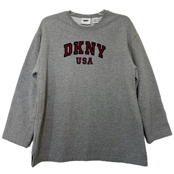 Vintage DKNY USA Sweatshirt Gray Crew Neck Long Sleeve Made in Canada Size Large - Picture 1 of 8